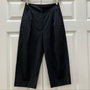 L'Agence Trouser Pants Wide Leg Pleated Short Cropped Black size 24